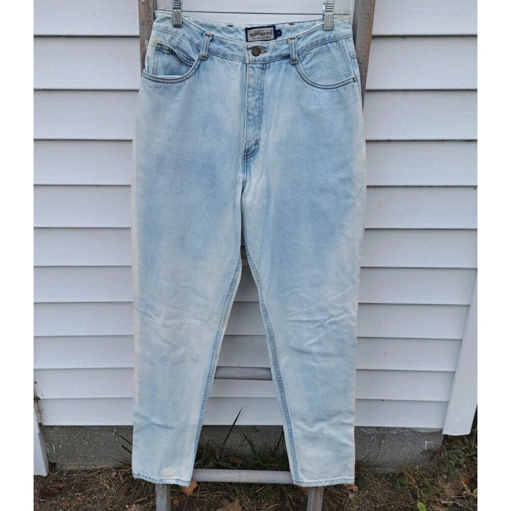 Vintage Ruffhewn 90's Bleached DIY Blue Mom Jean Denim Size 10 Medium High Rise